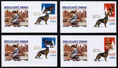 USA, SCOTT # 5405-5408, GLEN 4 FDC COVERS SET - MILITARY DOGS 2019 DIGITAL COLOR - Image 1 of 4