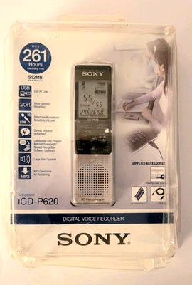 SONY ICD-P620 Handheld USB Digital Voice Recorder, Sony Digital Voice Recorder - Image 1 of 4