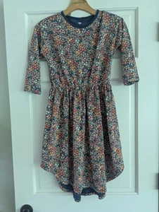 Tea Collection Girls Blue/Flower Print Dress Size 12 Tunic 3/4 Sleeve Boho Fairy - Picture 1 of 5