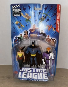 Mattel DC Justice League Unlimited Batman Hawkgirl Elongated 3 Pack Episode 458 - Picture 1 of 3