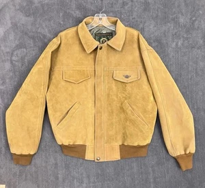 VTG Reportage RGA Bomber Jacket Men's Large Brown Faux? Suede Full Zip Up - Picture 1 of 22