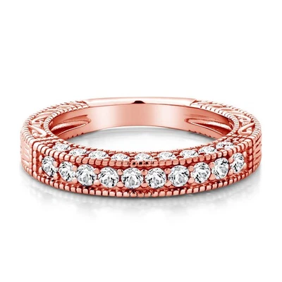 Chapado en oro rosa de 18 quilates plata de ley zafiro blanco creado aniversario boda Foto 1 de 4