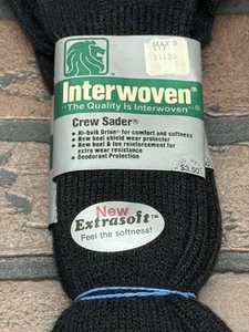 Vintage NOS Socks Interwoven Navy Black 2989 Crew Sader USA Made 6-12 Mens USA - Picture 1 of 4