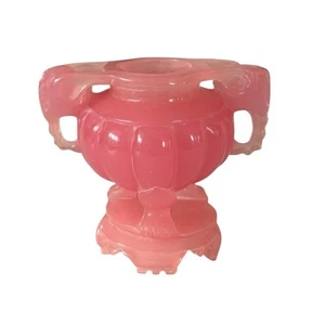 Pink Resin Double Elephant Heads - Incense Burner - Picture 1 of 5