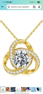 MOOSEA Love Knot Moissanite Necklace for Women 1-3 CT D Color VVS1 Clarity 925 S - Picture 1 of 8