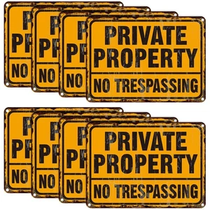 8 Pack 10x7 Inch Aluminum Private Property Signs for Outdoor Home Yard Driveway - Picture 1 of 7