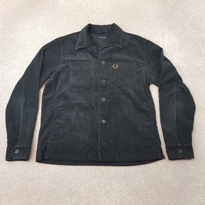 Fred Perry Mens Jacket Medium Black Cord Corduroy Field Utility Overshirt Causal - Picture 1 of 9