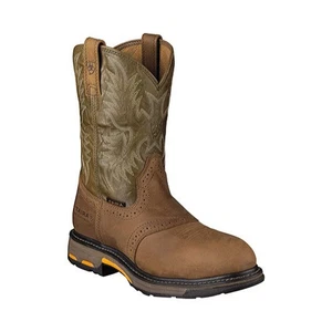 NUEVO CON DEFECTO Ariat Hombres EH Compuesto Wellington Botas de Trabajo Marrón/Verde-TALLA 14 - Imagen 1 de 1