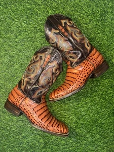Botas de Vaquero Occidentales Exóticas Cocodrilo Para Hombre Negro Diamante EE. UU. Marrón Talla 10.5 - Imagen 1 de 9