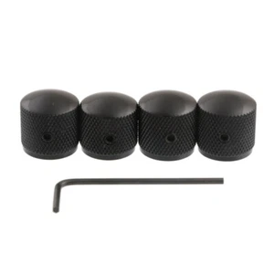 4x Metal Dome Volume Tone Control Knobs for Electric Guitar Screw Type Black - Picture 1 of 6