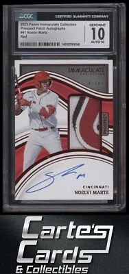 Noelvi Marte 2023 Panini Immaculate Collection #41 Red Cincinnati 45/49 CGC 10 - Image 1 of 2