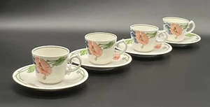 Villeroy & Boch Amapola Set Of 4 Cups With Saucers Germany - Picture 1 of 8
