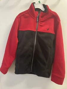 Boys Nautica Fleece Full-Zip Jacket Coat Red Long Sleeved - Picture 1 of 3