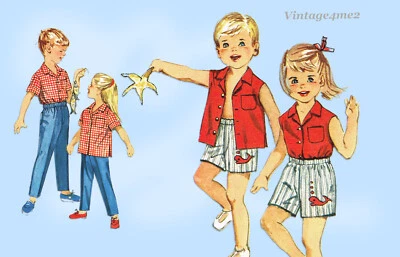 1960s Vintage Simplicity Sewing Pattern 3944 Easy Baby Shirt and Shorts Size 1 - Image 1 of 4