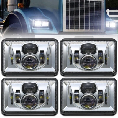 4pcs DOT 4x6" LED Headlights Headlamps Hi-Lo Beam For Kenworth T800 W900 - Image 1 of 4
