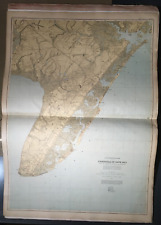 1888 Peninsula of Cape May New Jersey Topographic Map cloth backed 26x37in.