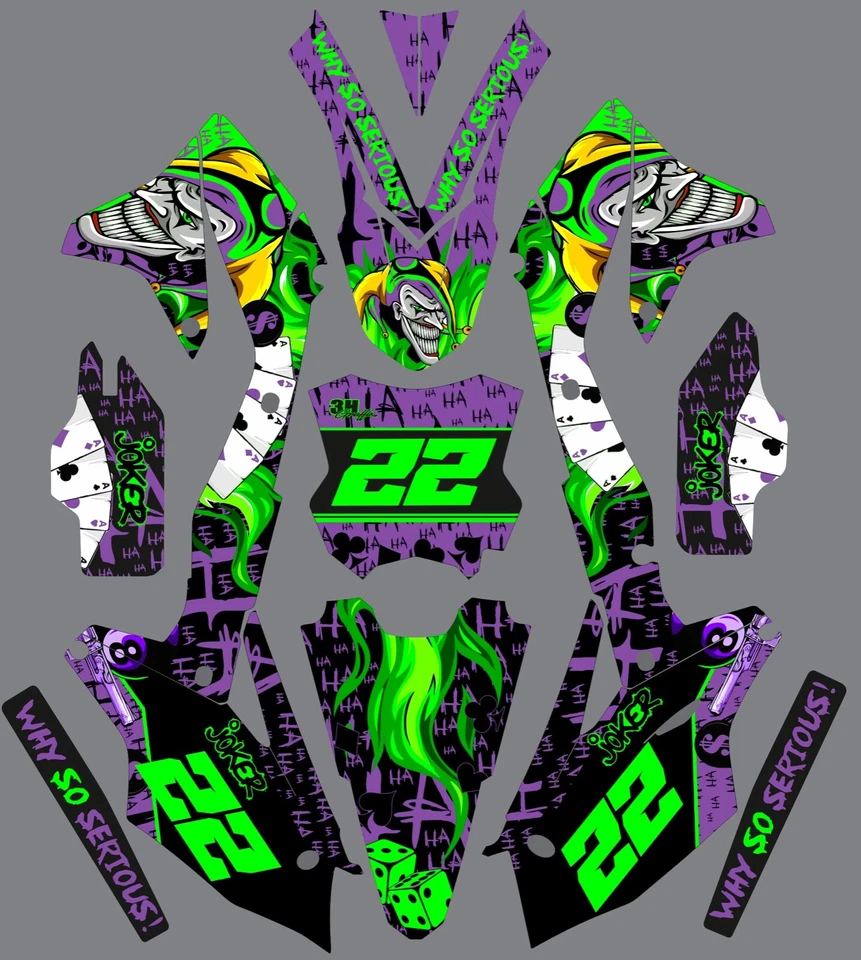 Kit gráfico para Kawasaki KXF450 KX450f KX 450f 2016 2017 2018 calcomanía Joker Jester Foto 1 de 1