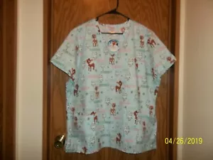 Scrub Rudolph the Red Noised Reindeer Ladies 2X - Picture 1 of 5