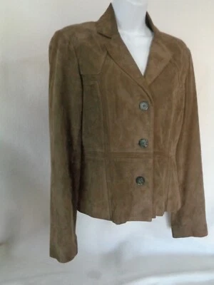 elements by VAKKO WOMEN'S BROWN 100% LEATHER JACKET DETAILED LEATHER INSETS S - Image 1 of 4