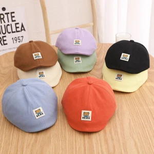 Baby Boys Girls Flat Beret Hat Kids Toddler Bear Newsboy Cap Cabbie Driver Hats - Picture 1 of 21