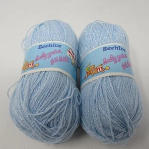 Susan Bates Patons Beehive Baby Fingering Yarn Light Blue 2 Skeins Vintage - Picture 1 of 5
