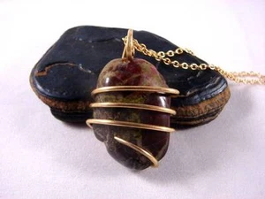 South African Hand Forged Dragonstone Pendant in Merlin's Gold Bronze #14 - Picture 1 of 3