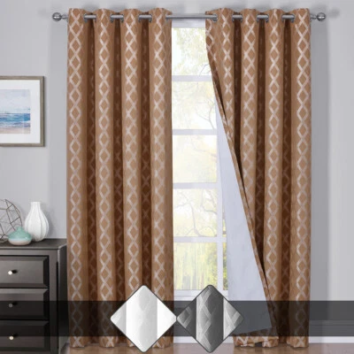 Juego de 2 paneles aislantes térmicos Rosaline Blackout tejido jacquard triple paso Foto 1 de 4