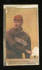 1910 W-UNC Strip Card Baseball Walter Johnson Johnston PR (glued to backing)