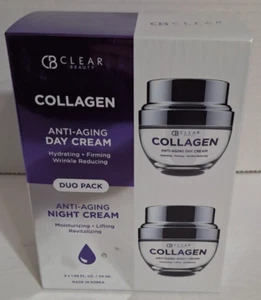 CB Clear Beauty Duo Pack Anti-Aging Collagen Day Cream/Night Cream Cruely Free - Picture 1 of 5