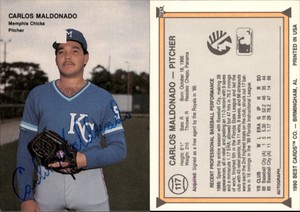 Carlos Maldonado Signed 1990 Best #117 Card Memphis Chicks Auto AU