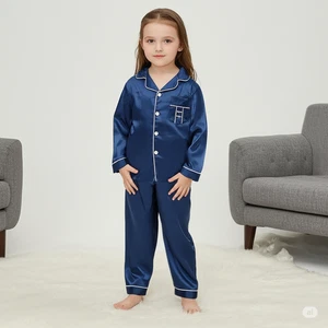 Girls Pajamas Size 10 Blue Silky 2-Piece Set with Kitty Cat Girly Sleepover - Picture 1 of 5