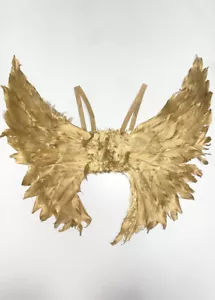Saltburn Felix Style Gold Feather Angel Wings Fancy Dress Midsummer Nights Dream - Picture 1 of 1
