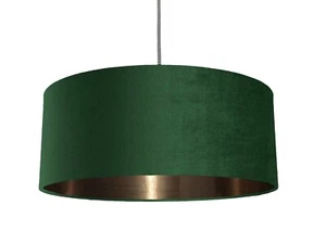 Designer Emerald Green Velvet Fabric Lampshade Brushed Metallic Gold *7 linings* - Picture 1 of 25