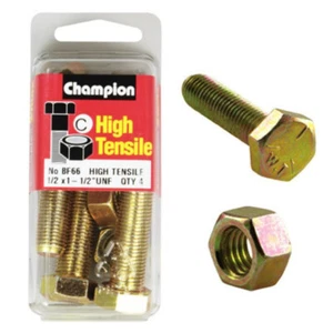 Champion BF66 High Tensile Full Thread UNF Bolts & Nuts 1/2 x 1-1/2 inch Pack of - Picture 1 of 4