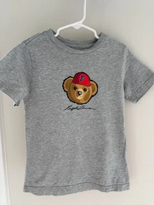 Polo Ralph Lauren Polo Bear T-Shirt Graphic Tee Casual Grey Size 5 - Picture 1 of 4