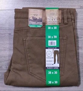 Pantalones Vintage Impermeable Adulto 38 x 30 Marrón Forrado de Vellón Cálido Invierno Para Hombre - Imagen 1 de 8