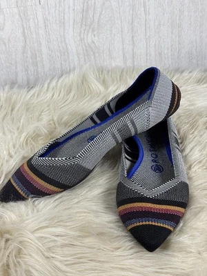 Rothy's The Point Flats 8,5 обратная полоса многоцветная вязаная без шнуровки экологичный шик - Изображение 1 из 4