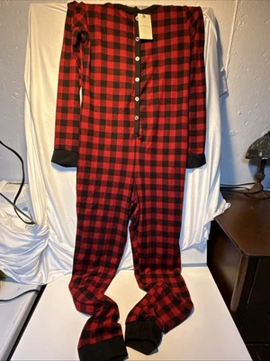 Lucky Brand Mujer Largo John PJ's Mediano Búfalo Cuadros Rojo Negro Mangas Largas Foto 1 de 4