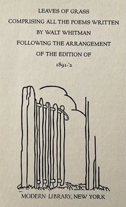 LEAVES OF GRASS by Walt Whitman, Modern Library Giant G-50, 1950? HC - Picture 1 of 15