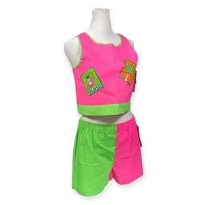 VTG 1980s NWT DEADSTOCK TANK TOP SHORTS SET JRS 12 NEW WAVE NEON SURFER BEACH - Bild 1 von 18