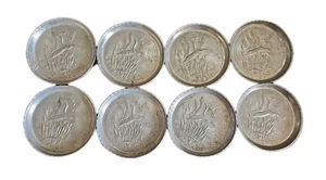 Lotto 8 sottobicchieri vintage in alluminio martellato con motivo anatra volante - Foto 1 di 2