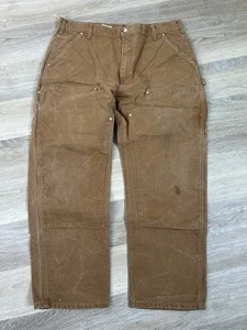 Vtg Carhartt Double Knee Canvas Pants USA Made B01 BRN Sz 40x30 Workwear Street - Picture 1 of 10