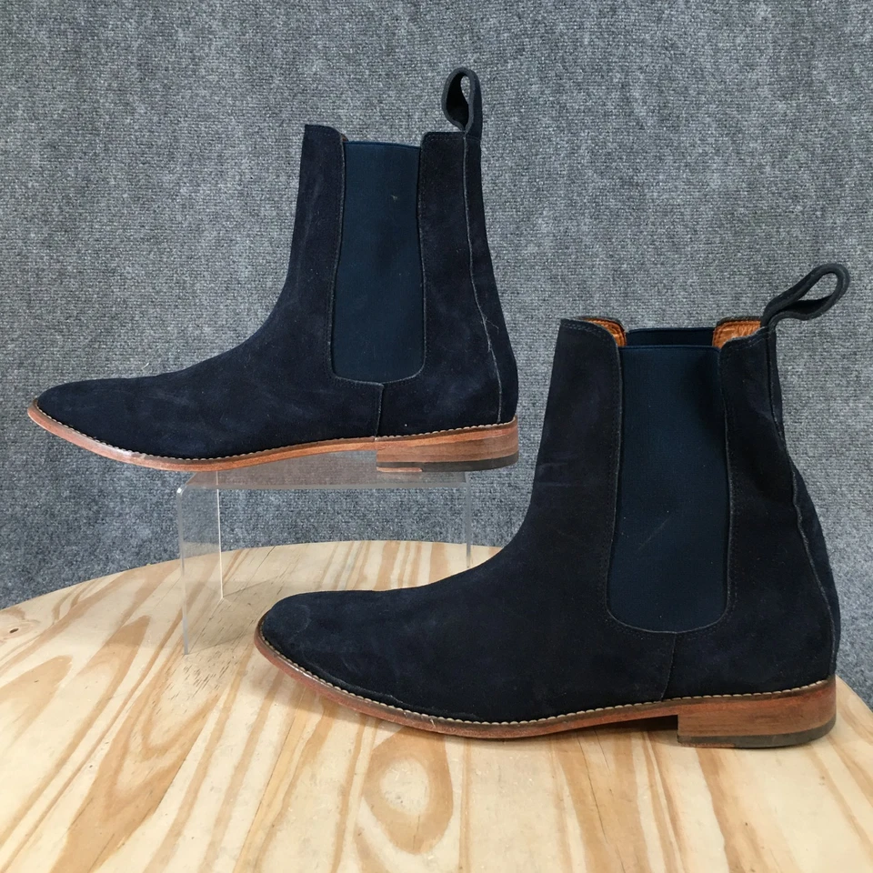 Botas Caballero Para Hombres 14 Informales Tirar de Chelsea Botín Azul Gamuza Cuero Foto 1 de 4