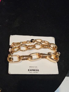 NEW WITH TAGS 3 Gold link Bracelets Express - Picture 1 of 2