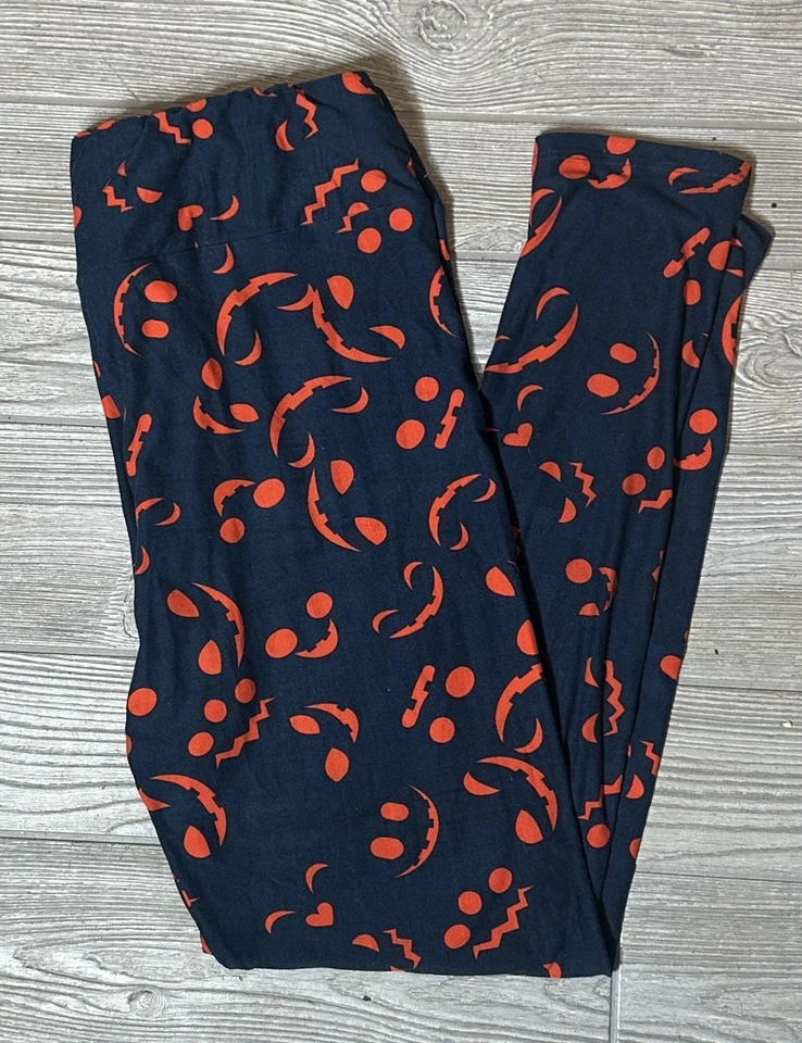 NEU LuLaRoe Leggings TC Halloween Pumpkin Jack O’Lantern Navy Blau Orange - Bild 1 von 1