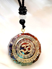 Orgone Om Necklace Pendant Symbol Chakra Healing Energy Gemstone Mandala Cord 