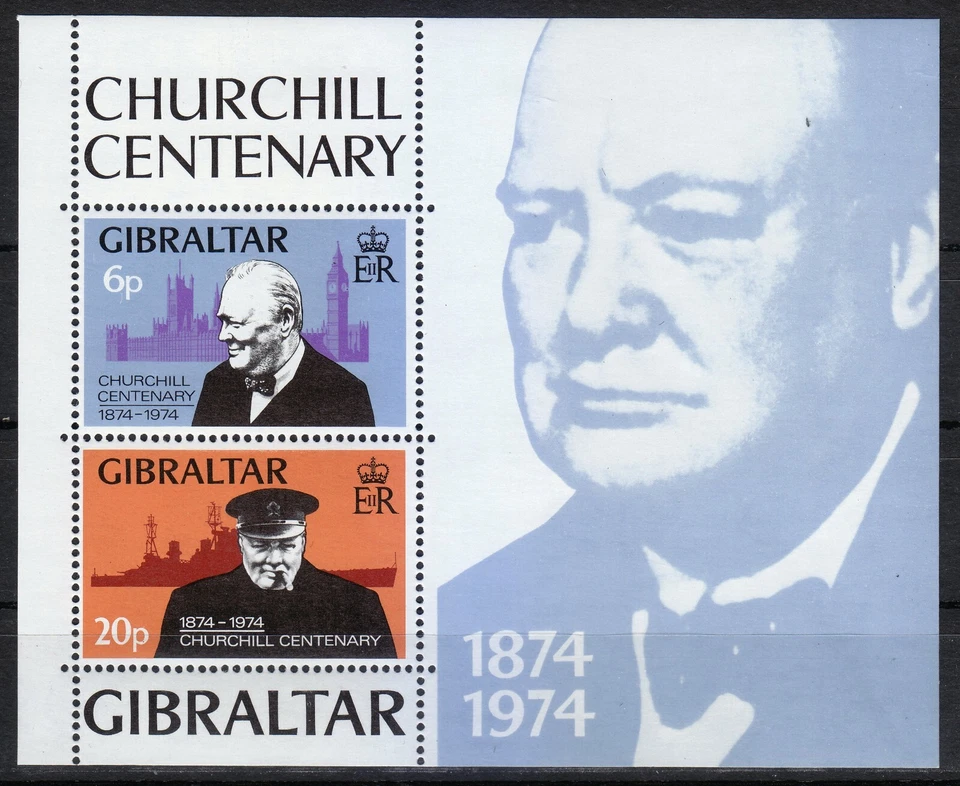 Gibraltar 1974 MNH MI Bloco 1 Sc 317a Sir Winston Churchill ** - Imagem 1 de 1