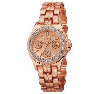 Women's Burgi BUR117RG Multifunction Engraved Diamond Dial Crystal Bezel Watch - Picture 1 of 4