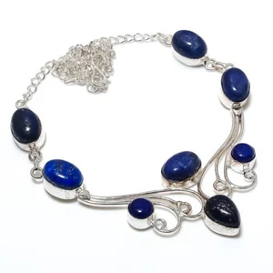 Lapis Lazuli Gemstone Handmade 925 Sterling Silver Jewelry Necklace Sz 18" - Picture 1 of 1