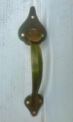 Vintage Brass DOOR Pull Handle with Thumb Latch Old Door Hardware Cover